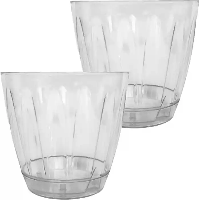 2 adet Plastik Orkide Saksısı Seti 1,5 lt Gizli Tabaklı Şeffaf Saksı 145 x 135 mm