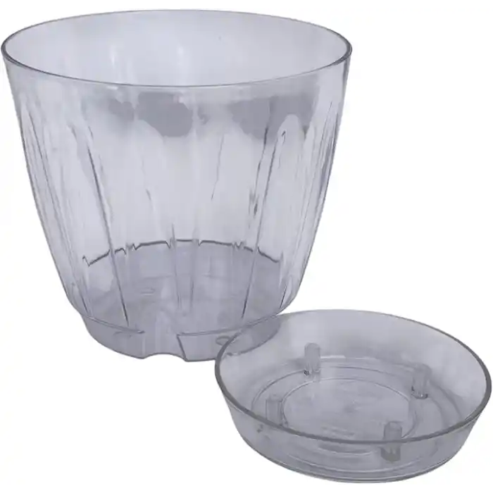 2 adet Plastik Orkide Saksısı Seti 1,5 lt Gizli Tabaklı Şeffaf Saksı 145 x 135 mm
