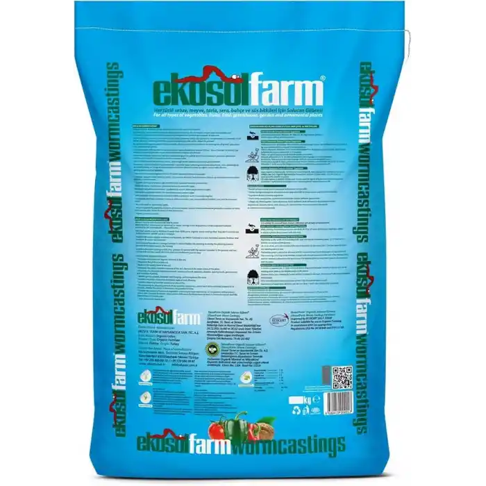 EkosolFarm%100 Solucan Gübresi 25 Kg Organik Gübre Tüm Bitkilerde Kullanıma Uygun Katı (toz) Formda Gübre