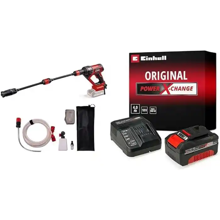 Einhell HYPRESSO 18/24-1, Akülü Yüksek Basınçlı Yıkama Tabancası + Einhell 18V 4,0 Ah PXC Starter Kit, Akü & Şarj Cihazı