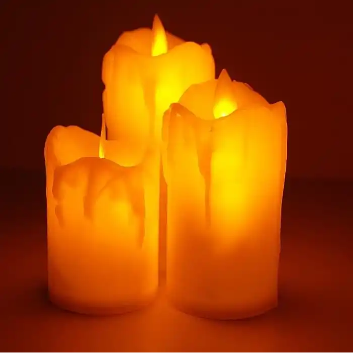 Coverzone 3lü Romantik Led Işıklı Pilli Gerçekci Yapay 7-9-11 cm Set Mum