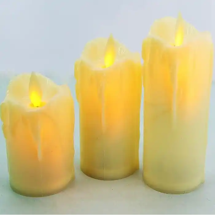 Coverzone 3lü Romantik Led Işıklı Pilli Gerçekci Yapay 7-9-11 cm Set Mum
