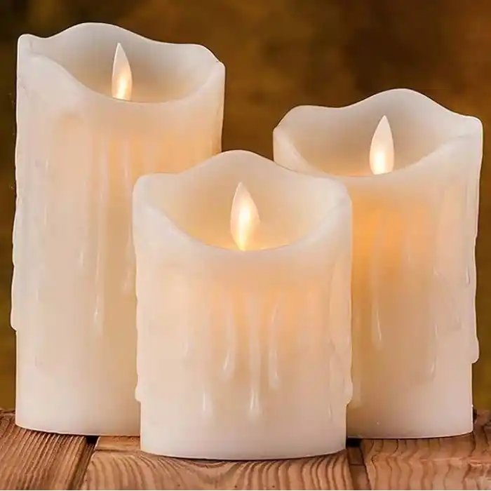 Coverzone 3lü Romantik Led Işıklı Pilli Gerçekci Yapay 7-9-11 cm Set Mum