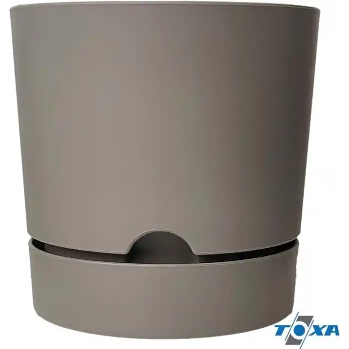 ToXA Begonya Saksı Tabaklı Drenajlı Mat Plastik Çiçek Saksısı (1 Adet, 9 Litre, 25cm, Bej)