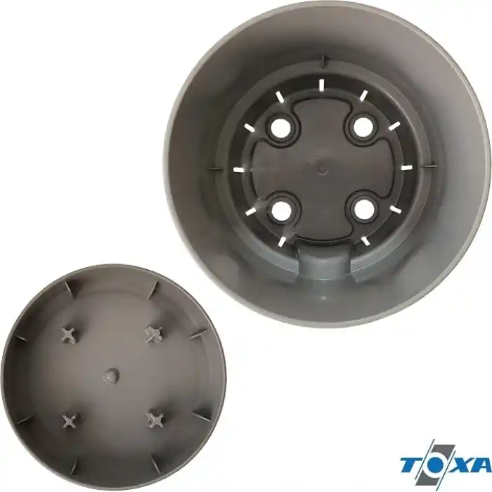ToXA Begonya Saksı Tabaklı Drenajlı Mat Plastik Çiçek Saksısı (1 Adet, 9 Litre, 25cm, Bej)