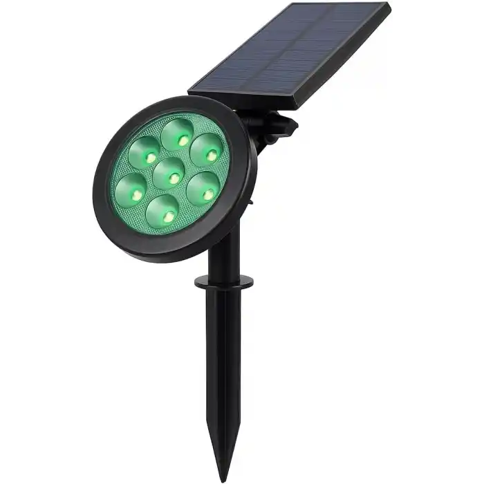 18W Solar Bahçe Aydınlatma Lambası - 9 LED Yeşil Işık, 200 Lümen, IP65 Su Geçirmez, Güneş Enerjili Kazıklı veya Duvar Montajlı Çim Armatürü