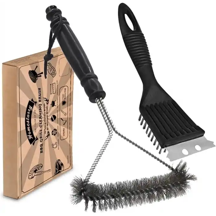 Mangal Temizleyici, 2 Paket Metal Mangal Izgara Temizleme Fırçası ve Kazıyıcı. Mangal Mutfak Temizliği için 30,5 cm ve 20,3 cm Çelik Kıllı Mangal Fırçası, Daha Kolay ve Etkili Temizlik için