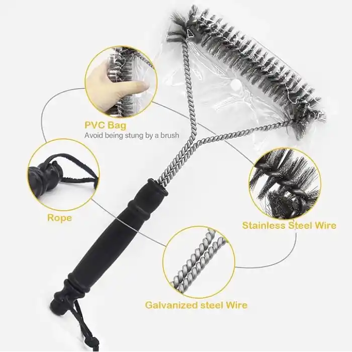 Mangal Temizleyici, 2 Paket Metal Mangal Izgara Temizleme Fırçası ve Kazıyıcı. Mangal Mutfak Temizliği için 30,5 cm ve 20,3 cm Çelik Kıllı Mangal Fırçası, Daha Kolay ve Etkili Temizlik için