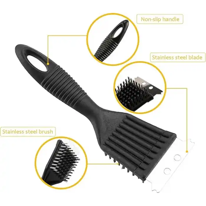 Mangal Temizleyici, 2 Paket Metal Mangal Izgara Temizleme Fırçası ve Kazıyıcı. Mangal Mutfak Temizliği için 30,5 cm ve 20,3 cm Çelik Kıllı Mangal Fırçası, Daha Kolay ve Etkili Temizlik için