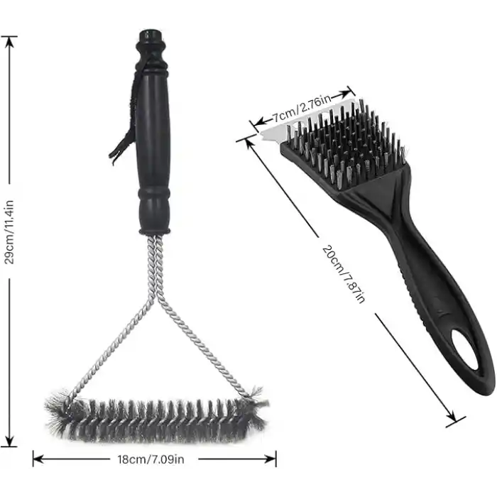 Mangal Temizleyici, 2 Paket Metal Mangal Izgara Temizleme Fırçası ve Kazıyıcı. Mangal Mutfak Temizliği için 30,5 cm ve 20,3 cm Çelik Kıllı Mangal Fırçası, Daha Kolay ve Etkili Temizlik için