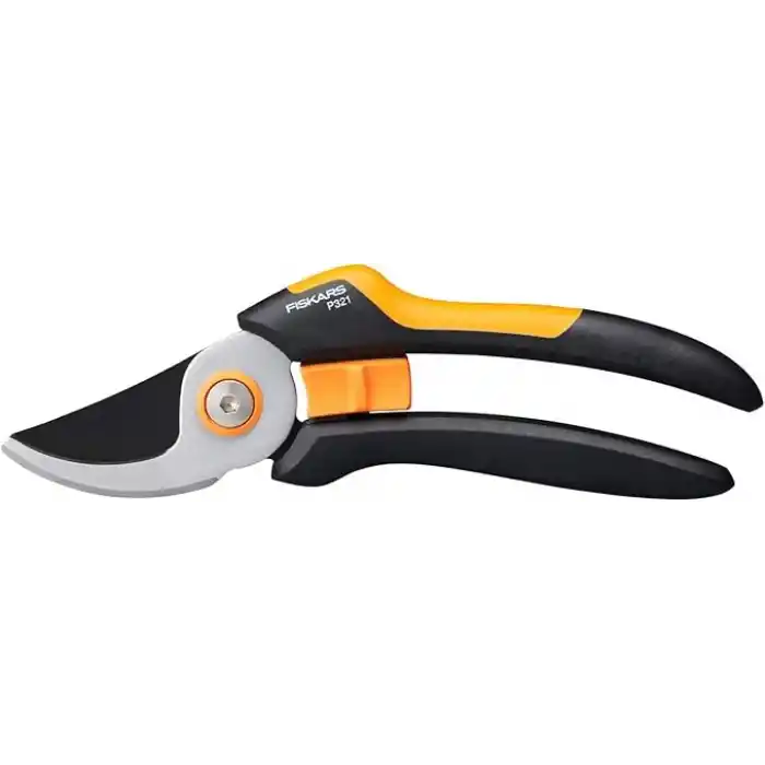 Fiskars Bypass M Bahçe Makası, Masif, P321, Taze dallar ve çalılar için, Yapışmaz kaplama, Paslanmaz çelik bıçaklar, Uzunluk: 20,1 cm, Siyah/Turuncu, 1057162