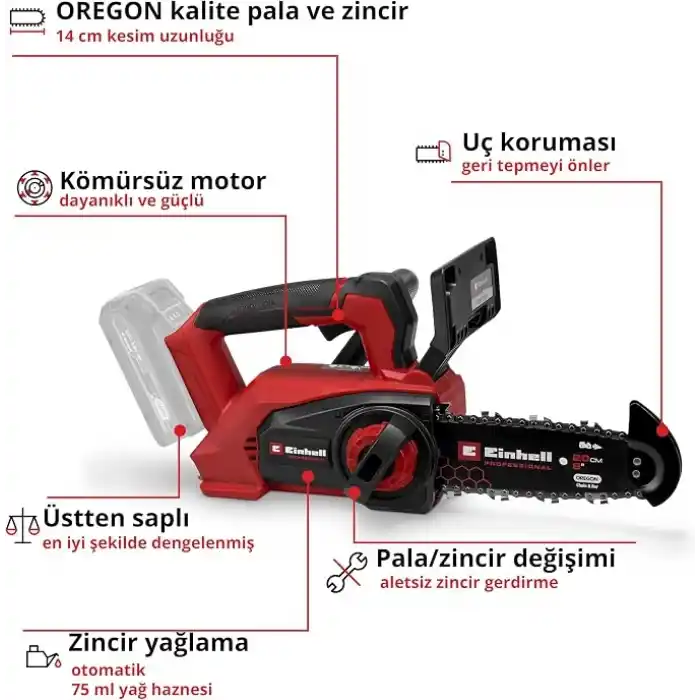 Einhell Akülü Ağaç Kesme Testeresi FORTEXXA 18/20 TH 4600020