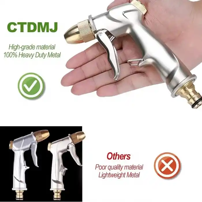 Tam Pirinç Başlıklı, %100 Ağır Hizmet Tipi Metal Su Tabancası, Bahçe Hortumu Püskürtme Tabancası, Sulama Tesisleri, Duş Evcil Hayvanı, Araba Yıkama için Yüksek Basınçlı Püskürtme Nozulu