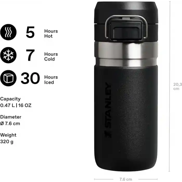 STANLEY Quick-Flip Termos 0.47 Litre - Siyah | Paslanmaz Çelik