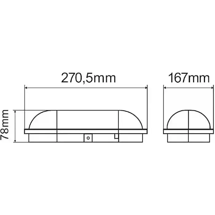 Aydos 20W IP65 Oval Siyah LED Tavan ve Duvar Lambası | 6500K Beyaz Işık | Su Geçirmez Banyo Bahçe Aydınlatma Armatürü | 2000 Lümen | 270x147x78mm (220V)