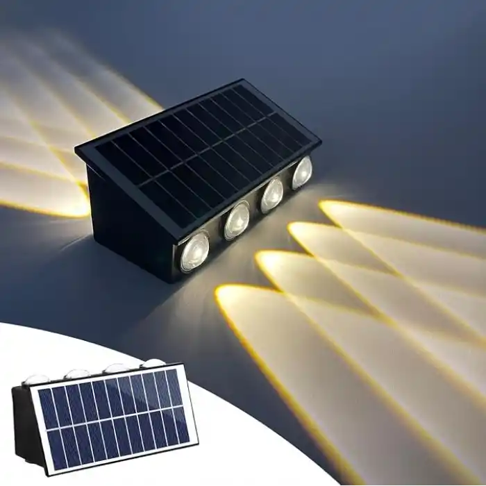 20W Güneş Enerjili Dış Mekan Bahçe Duvar Lambası - Cata Kos Solar LED Aplik - IP65 Su Geçirmez, 3200K Gün Işığı & Amber Dekoratif Aydınlatma (Gün Işığı)