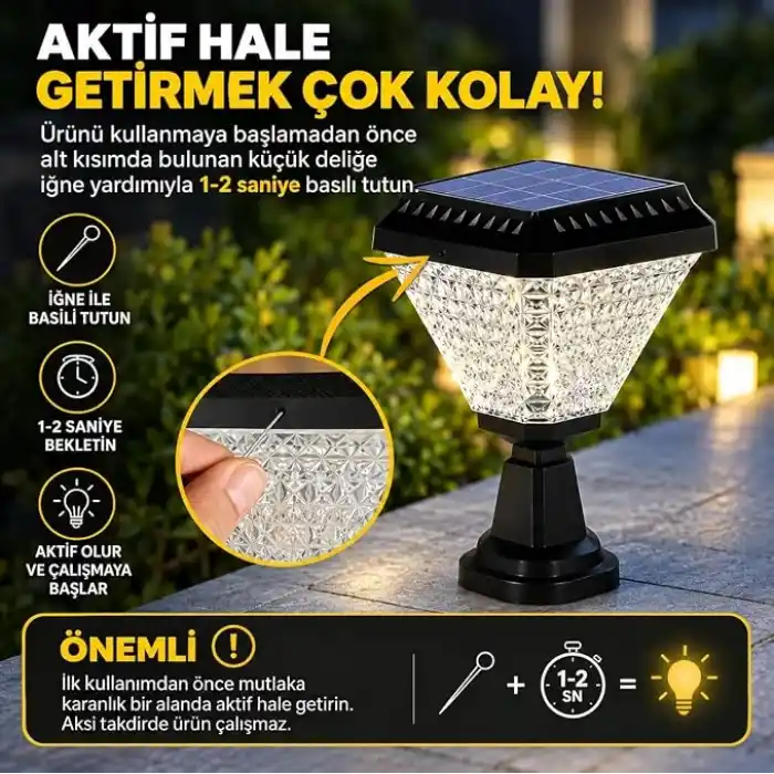 Edson 30W Solar Set Üstü Bahçe Lambası, Güneş Enerjili, Fotoselli, 2 Işık Modlu 6500K Beyaz SMD LED Armatür, IP65 Su Geçirmez, Kablosuz Balkon Dekorasyonu, Duvar Üstü ve Dış Mekân Aydınlatması