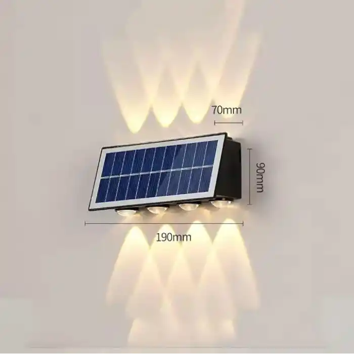20W Güneş Enerjili Dış Mekan Bahçe Duvar Lambası - Cata Kos Solar LED Aplik - IP65 Su Geçirmez, 3200K Gün Işığı & Amber Dekoratif Aydınlatma (Gün Işığı)