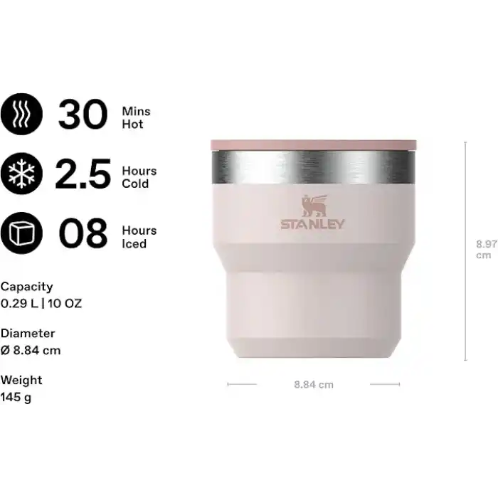 STANLEY Stay-Hot Termos Bardak 0.29 Litre - Pembe Kuvars (Rose Quartz) | Paslanmaz Çelik
