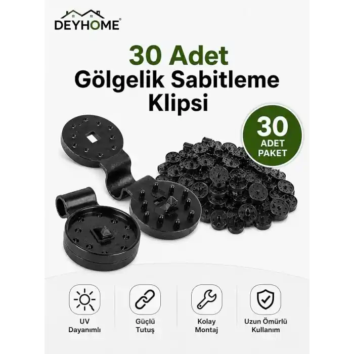Gölgelik Sabitleme Klipsi UV Dayanımlı Siyah Plastik – Sera, Bahçe Filesi, Gölgelik Tente ve Tarım Ağı Sabitleyici Klips (10)