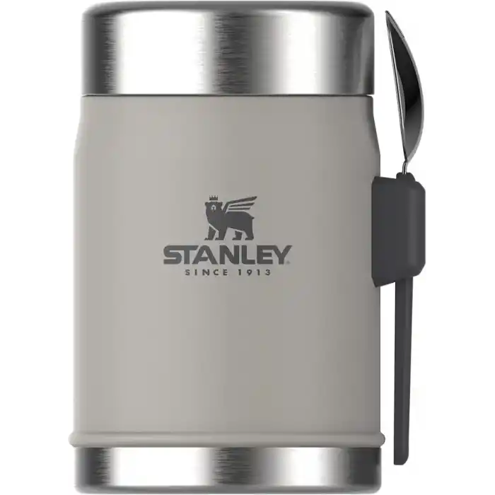 STANLEY Classic Legendary Yemek Termosu + Kaşık 0.4 Litre - Gri (Ash) | Paslanmaz Çelik