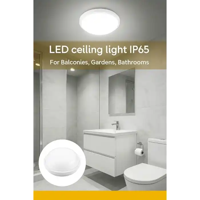 Artos 15W LED Beyaz Tavan Duvar Lambası IP65 Su Geçirmez | Beyaz Işık 6500K | 1500 Lümen | 220V | Banyo Bahçe Balkon İçin Dış Mekan Aydınlatma | 120W Ampul Eşdeğeri
