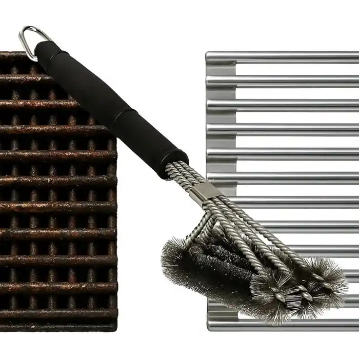 Busstier Dikey Izgara ve Mangal Temizleme Fırçası Paslanmaz Çelik Kıllı Deterjansız Derin Temizlik Fırını Barbekü Grill Fırçası Ergonomik Saplı Dayanıklı Mangal Temizleme Aparatı