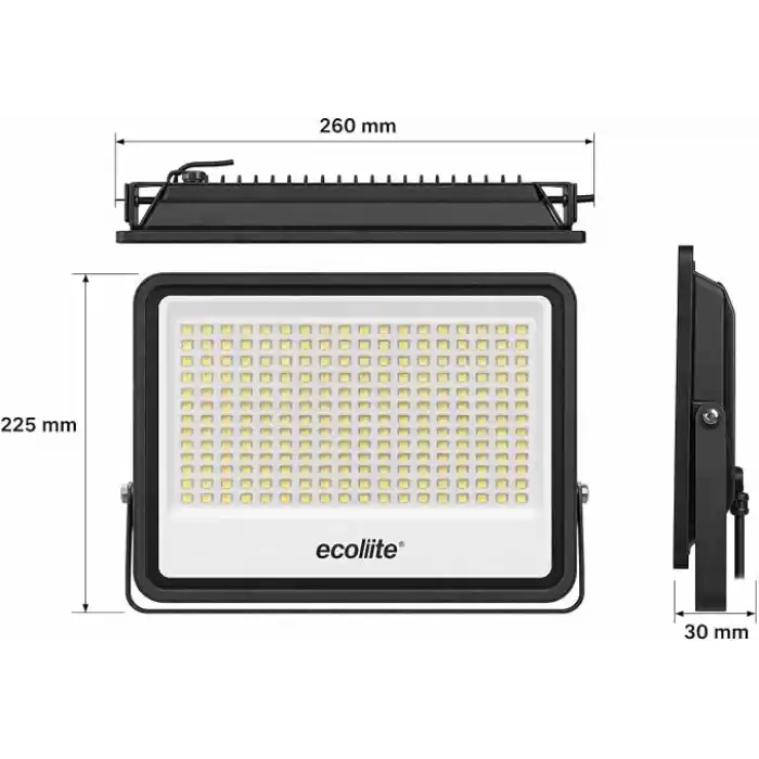 Ecolite 100W LED Projektör 8000 Lümen IP66 Su Geçirmez Dış Mekan Floodlight Bahçe Duvar Otopark Aydınlatma 220 Volt (Sarı Işık 3000K)