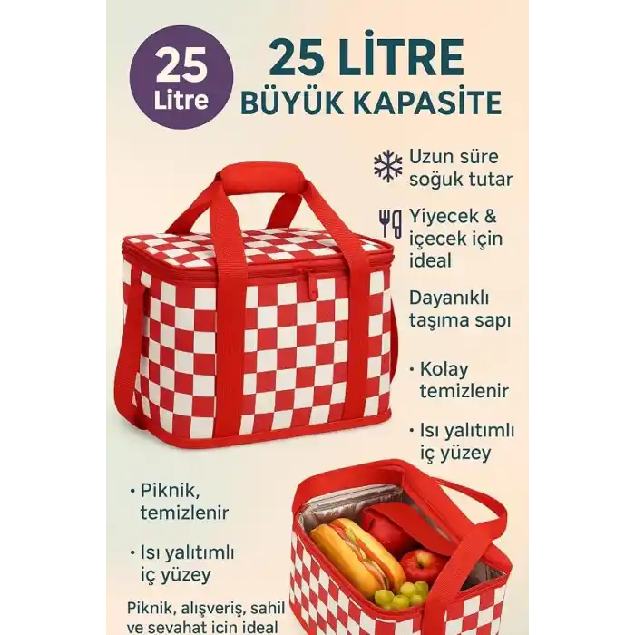 25L Taşınabilir Icebox Soğutucu Buzluk – Kamp, Piknik, Plaj ve Seyahatler İçin Termal Soğuk Tutucu Çanta, Ergonomik Taşıma Saplı, Hafif ve Sızdırmaz Tasarım, Outdoor Kullanıma Uygun
