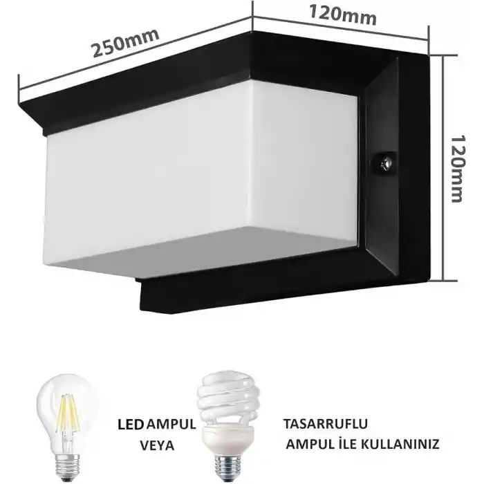 Bahçe Aydınlatması Led Işık 25cm E27 Duylu Zita Ultra Şapkalı Bahçe Duvar Aplik Su Geçirmez