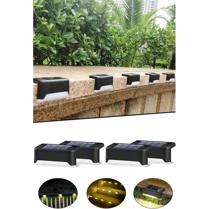 Mobee Solar Güneş Enerjili Köşebent Merdiven Veranda Bahçe Led Lamba 4Lü Dekor Bahçe Aydınlatma 1430
