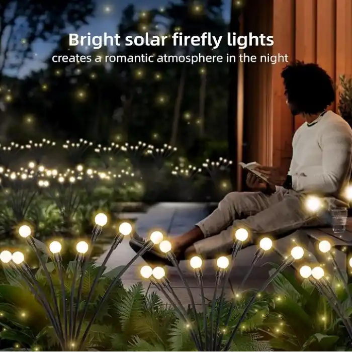 Jsdoin Solar Bahçe Işıkları Su Geçirmez, Salınımlı Solar Bahçe Ateşböceği Dekoratif Avlu, Yol Çit İçin Ateşböceği Bahçe Işıkları Dış Mekan 2