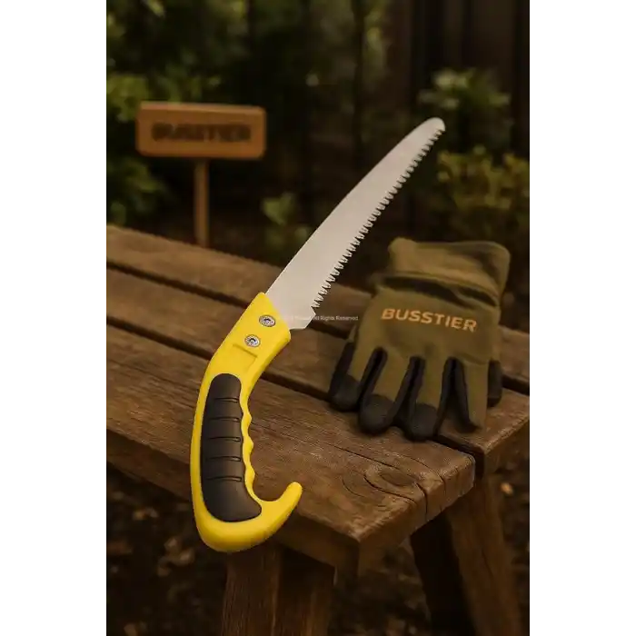 Busstier Budama Testeresi, 30 cm Paslanmaz Çelik Dişli Bıçak, 17 cm Ergonomik Saplı, Ağaç Dalları ve Bahçe Budama İşleri İçin El Testeresi, Hafif ve Dayanıklı Yapı