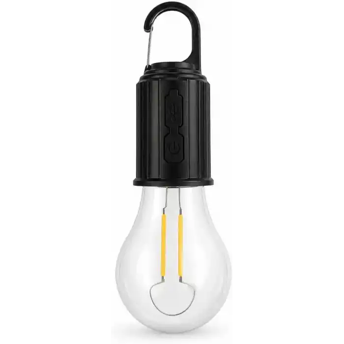 Orret Home Şarjlı Kamp Ampulü USB Type-C Girişli Asılabilir LED Ampul 3 Modlu Işık Gün Işığı Kamp Lambası Taşınabilir Acil Durum Işığı Kancalı Ampul Outdoor Kamp Aydınlatma