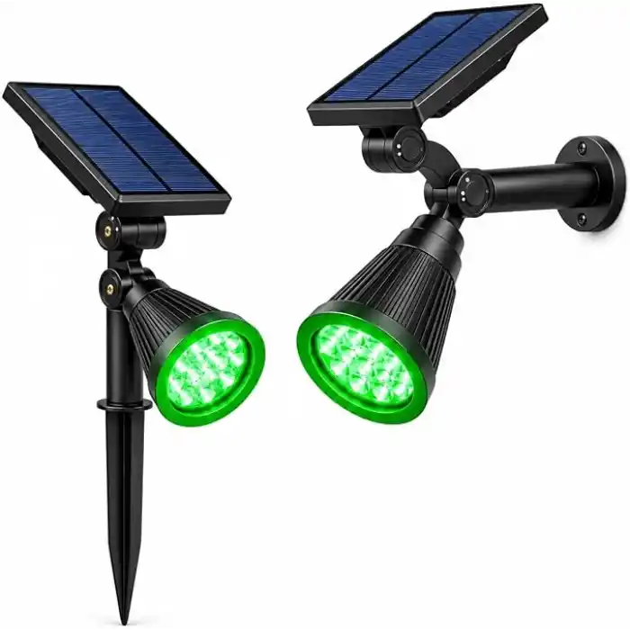 Forlife Yeşil 18 LED Spot Güneş Enerjili Bahçe Aydınlatma Lambası, Fotoselli, Spike Aplik, 18W Su Geçirmez Dış Mekan Solar Lamba, Ağaç, Veranda, Garaj, Havuz, Duvar Ve Zemin Montajına Uygundur 42 CM