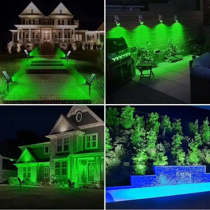 Forlife Yeşil 18 LED Spot Güneş Enerjili Bahçe Aydınlatma Lambası, Fotoselli, Spike Aplik, 18W Su Geçirmez Dış Mekan Solar Lamba, Ağaç, Veranda, Garaj, Havuz, Duvar Ve Zemin Montajına Uygundur 42 CM