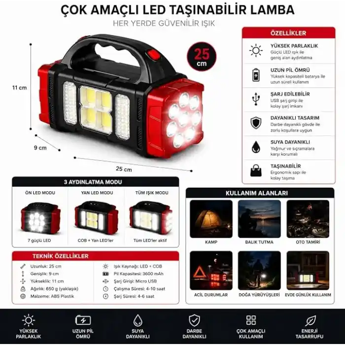 Solar LED Kamp Feneri,, 8 LED Ultra Parlak Taşınabilir Kamp Lambası,, Kamp, Balıkçılık, Acil Durum ve Outdoor Kullanım İçin, Kırmızı,Gold karışık (Asorti) renk