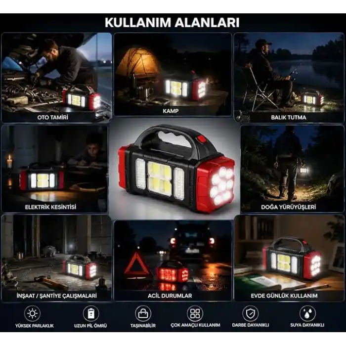 Solar LED Kamp Feneri,, 8 LED Ultra Parlak Taşınabilir Kamp Lambası,, Kamp, Balıkçılık, Acil Durum ve Outdoor Kullanım İçin, Kırmızı,Gold karışık (Asorti) renk