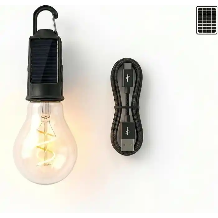 Solar ve Type-C Şarjlı Kamp Lambası | 3 Kademeli Işık, Şarj Göstergeli, Asılabilir Suya Dayanıklı Çadır ve Doğa Feneri