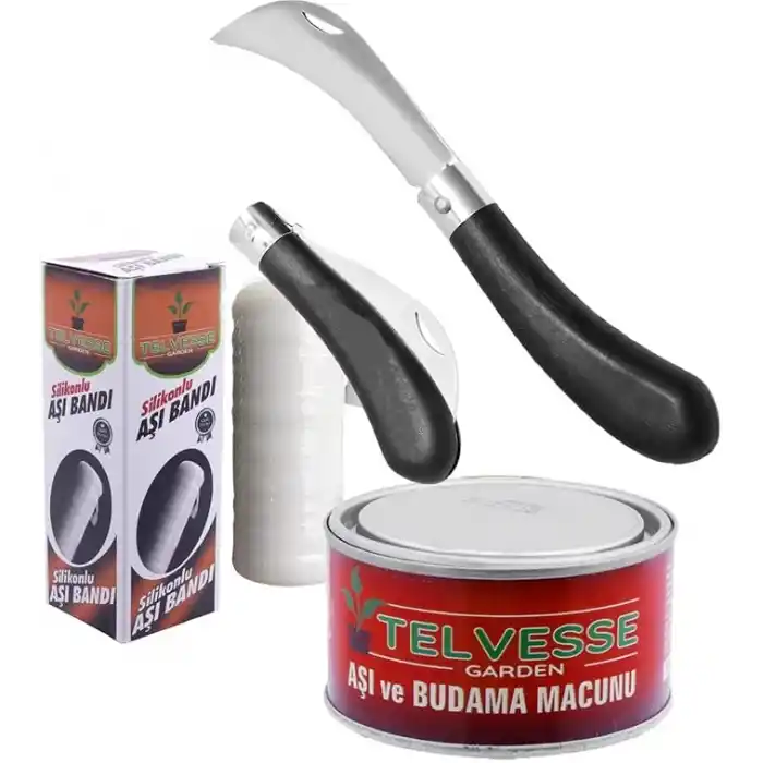 TELVESSE Desan Eğri Aşı Bıçağı + Aşı Macunu + Aşı Bandı (3lü Paket)