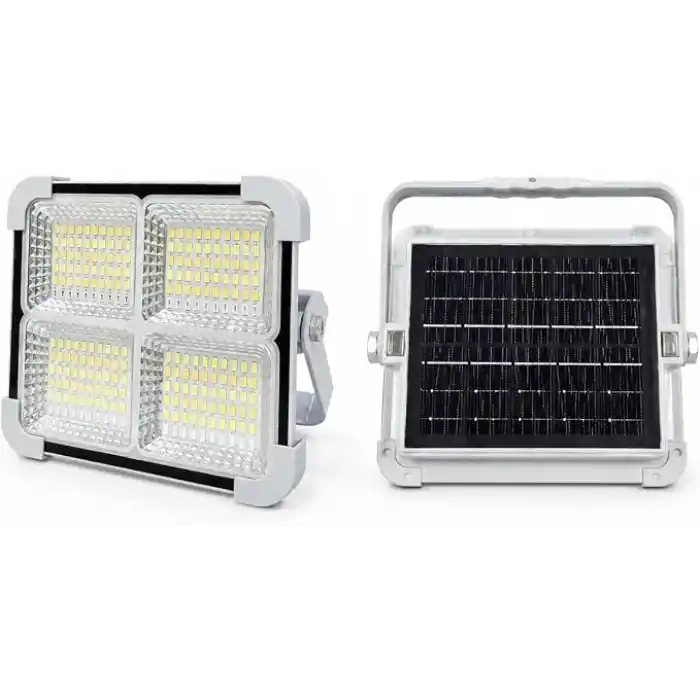200W Solar LED Projektör, 3 Renk Işık Modlu Şarjlı Kamp Lambası, USB Girişli Güneş Panelli Acil Durum Işığı İP44