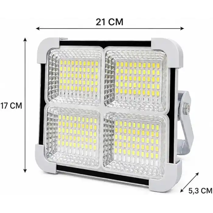 200W Solar LED Projektör, 3 Renk Işık Modlu Şarjlı Kamp Lambası, USB Girişli Güneş Panelli Acil Durum Işığı İP44