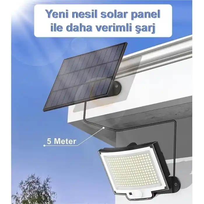Greentech Güneş Enerjili, Hareket Sensörlü, 228 Boncuk LED Aydınlatma/GT-SL33