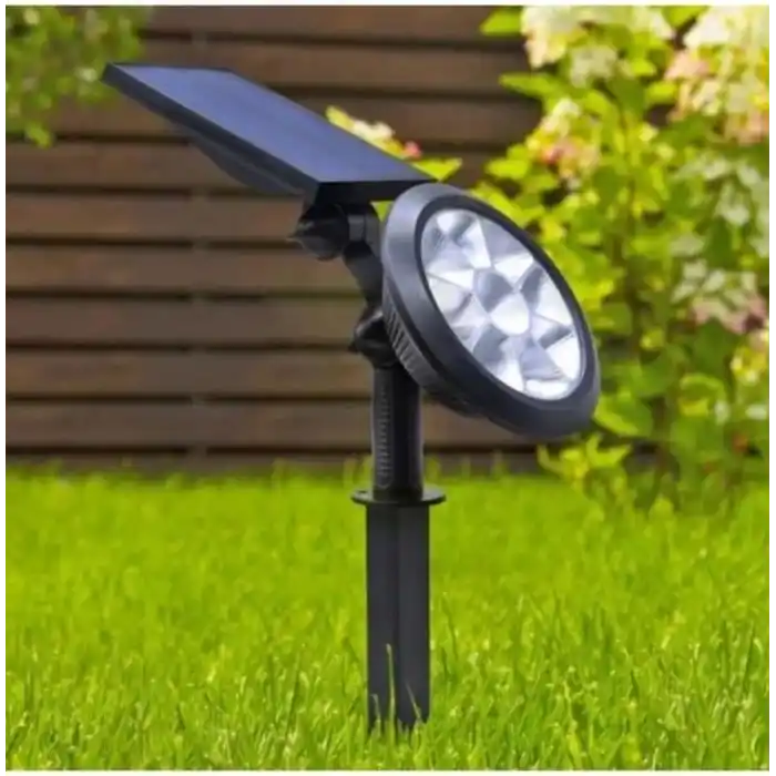 18W Güneş Enerjili Bahçe Armatürü – 9 LED 3200K Günışığı, IP65 Su Geçirmez Solar Spot Lamba, 200 Lümen, Kazıklı veya Duvara Montaj, Açılı Aydınlatma