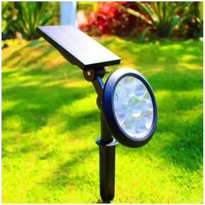 18W Güneş Enerjili Bahçe Armatürü – 9 LED 3200K Günışığı, IP65 Su Geçirmez Solar Spot Lamba, 200 Lümen, Kazıklı veya Duvara Montaj, Açılı Aydınlatma