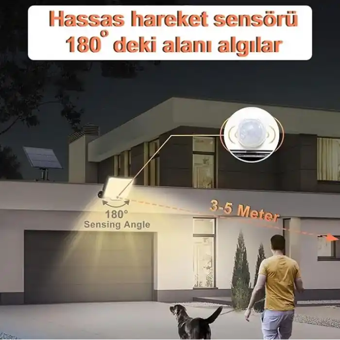 Greentech Güneş Enerjili, Hareket Sensörlü, 228 Boncuk LED Aydınlatma/GT-SL33