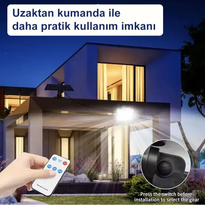 Greentech Güneş Enerjili, Hareket Sensörlü, 228 Boncuk LED Aydınlatma/GT-SL33