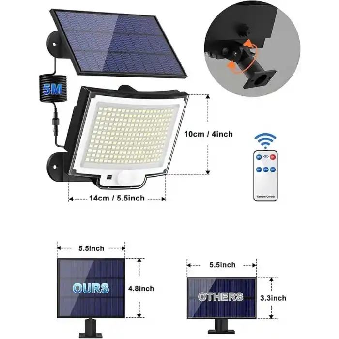 Greentech Güneş Enerjili, Hareket Sensörlü, 228 Boncuk LED Aydınlatma/GT-SL33