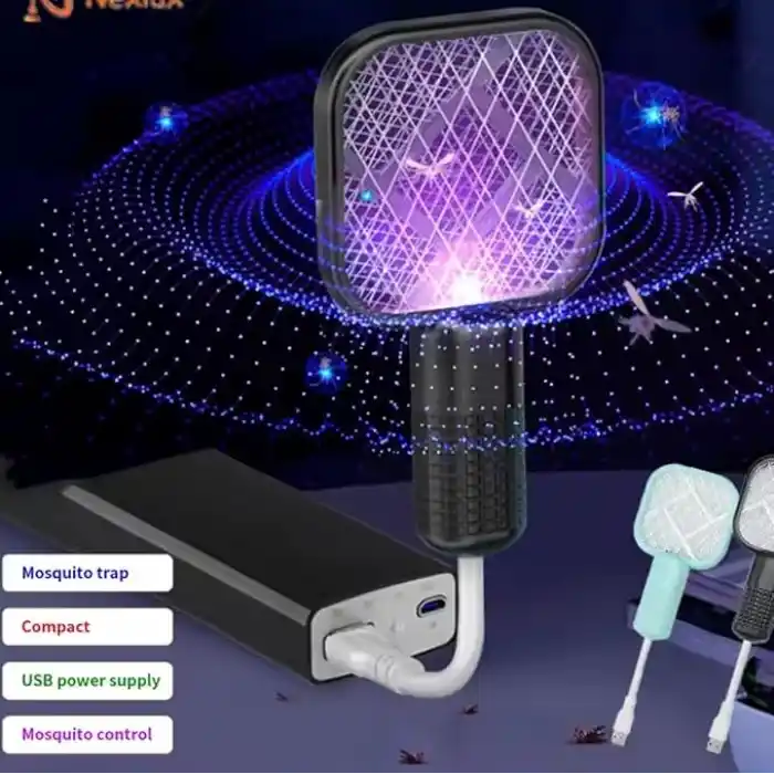 1 Adet USB Sinek Öldürücü Mini Raket UV Mor Işıklı Elektrikli Sivrisinek Öldürücü, Powerbank, adaptör, laptop vb. güç alabileceği her usb girişte çalışır