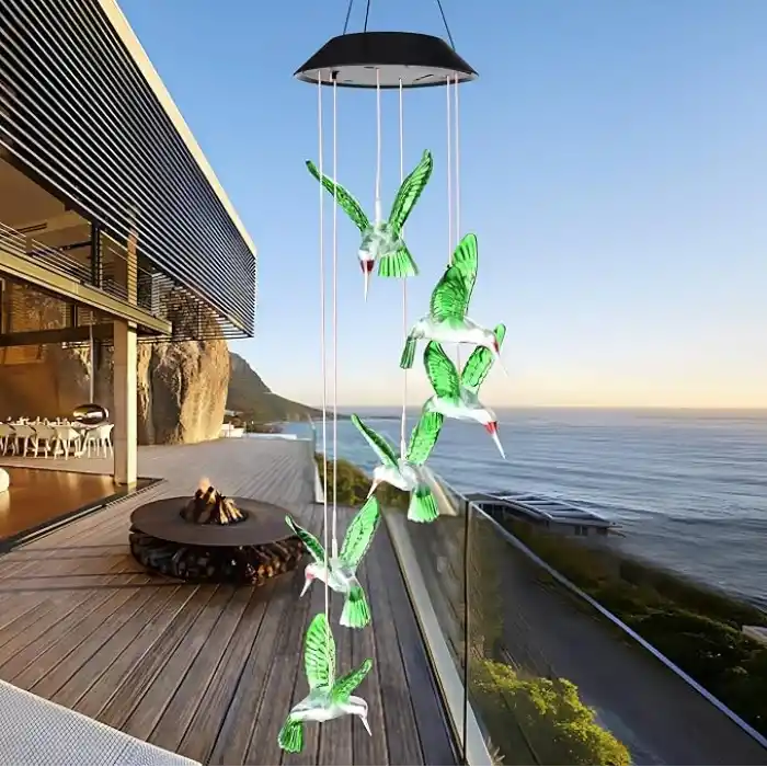 Coverzone Solar Bahçe Işığı Asma Led Işık – Renk Değiştiren Yeşil Kuş Tasarımı, Güneş Enerjisiyle Çalışan, Dış Mekan İçin Uygun, Balkon Teras Oda Süslemesi, MZ-305